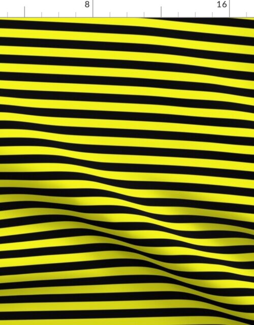Halloween Holiday 1/2 inch Black and  Cats Eye Yellow  Witch Stripes Fabric