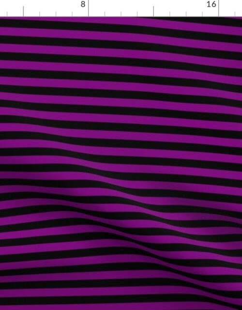 Halloween Holiday 1/2 inch Black and  Zombie Purple Witch Stripes Fabric