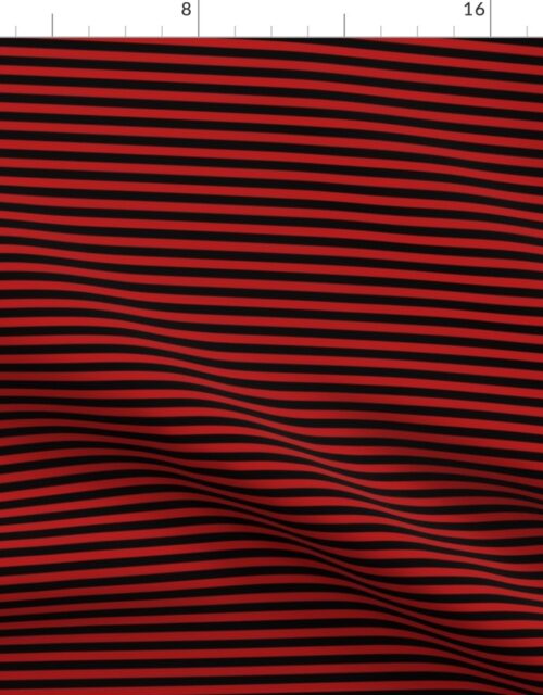 Halloween Holiday 1/4 inch Black and Blood Red Witch Stripes Fabric