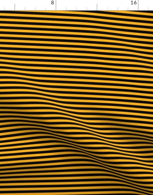 Halloween Holiday 1/4 inch Black and Pale Pumpkin Orange Witch Stripes Fabric