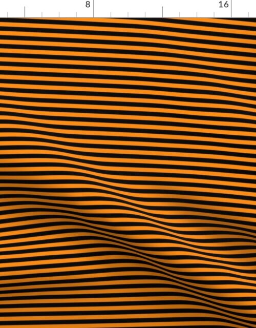 Halloween Holiday 1/4 inch Black and Pumpkin Orange Witch Stripes Fabric