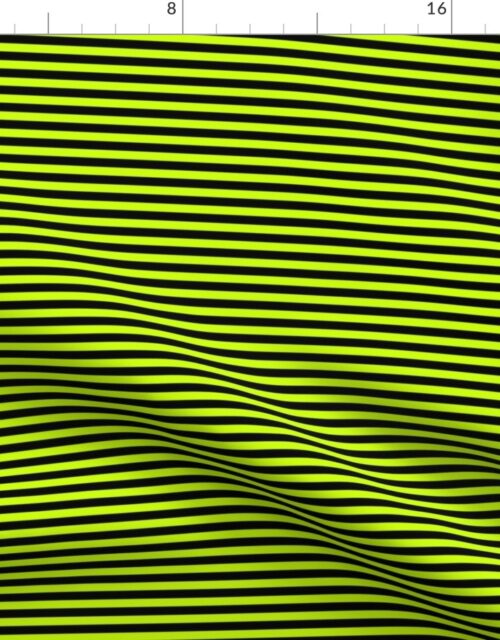 Halloween Holiday 1/4 inch Black and Slime Green Witch Stripes Fabric