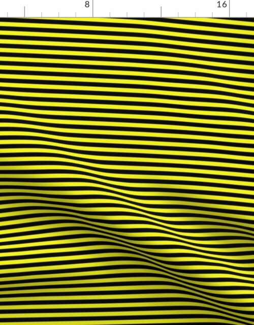 Halloween Holiday 1/4 inch Black and  Cats Eye Yellow  Witch Stripes Fabric