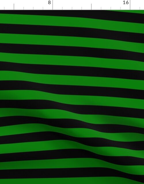 Halloween Holiday 1 inch Black and Alien Green Witch Stripes Fabric