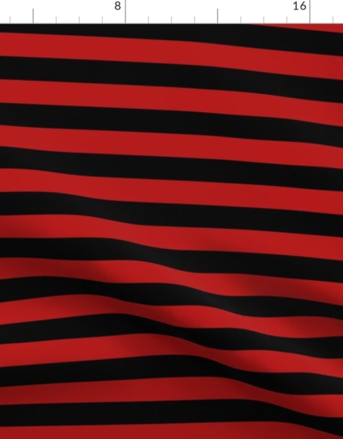 Halloween Holiday 1 inch Black and Blood Red Witch Stripes Fabric