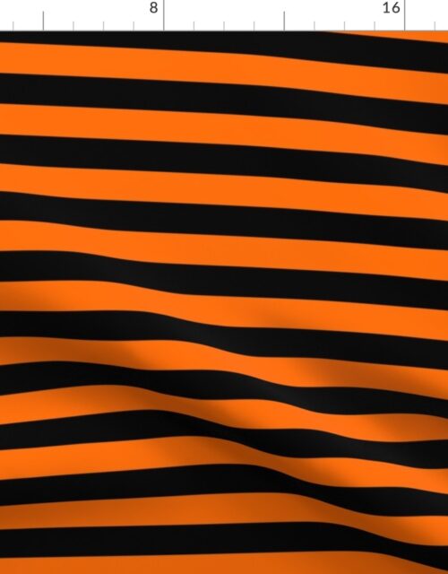 Halloween Holiday 1 inch Black and Dark Pumpkin Orange Witch Stripes Fabric