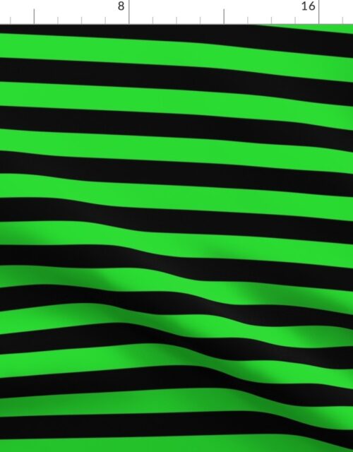 Halloween Holiday 1 inch Black and Monster Green Witch Stripes Fabric