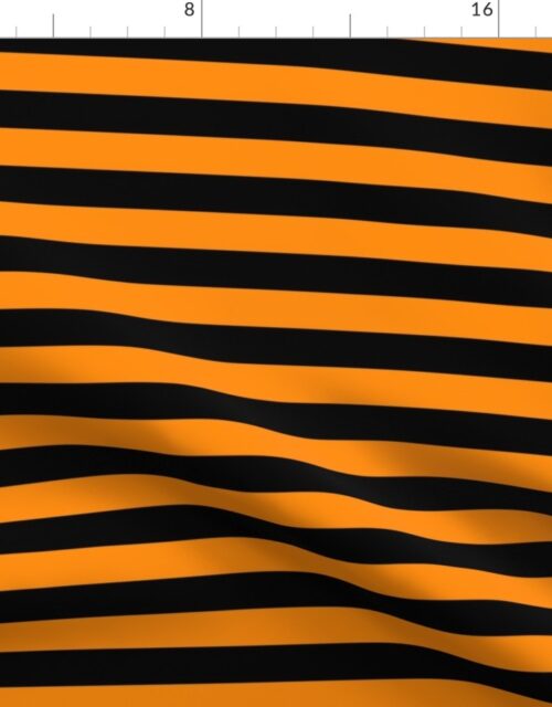 Halloween Holiday 1 inch Black and Pumpkin Orange Witch Stripes Fabric