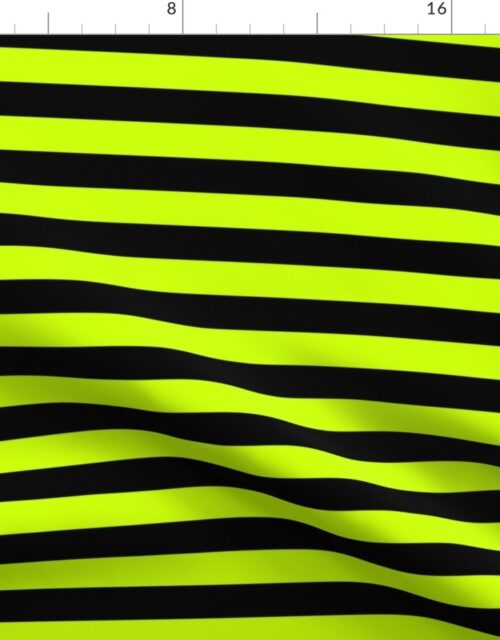 Halloween Holiday 1 inch Black and Slime Green Witch Stripes Fabric