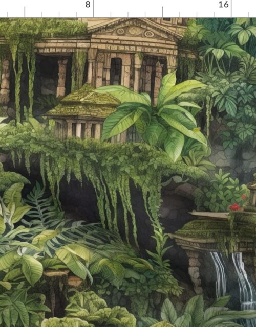 Hanging Gardens Of Babylon with Temples Fabric