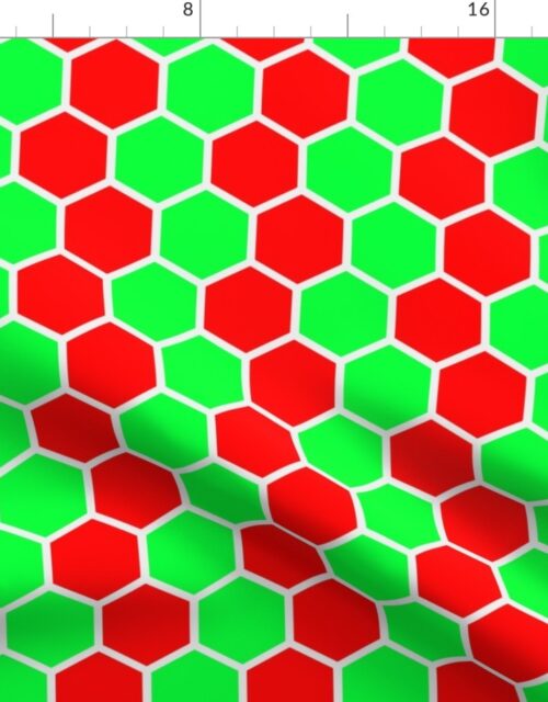 Honeycomb Hexagons in Neon Green and Red Fabric