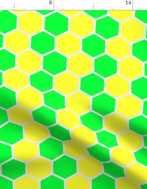 Honeycomb Hexagons in Neon Green and Yellow Fabric