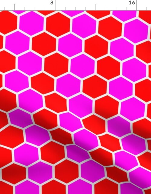 Honeycomb Hexagons in Neon Red and Pink Fabric