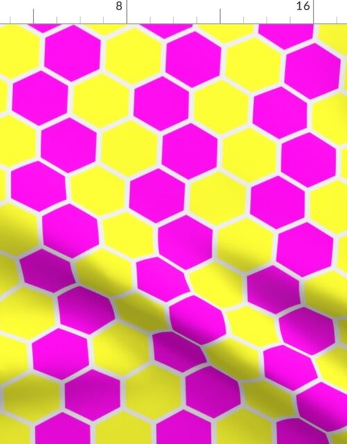 Honeycomb Hexagons in Neon Yellow and Pink Fabric