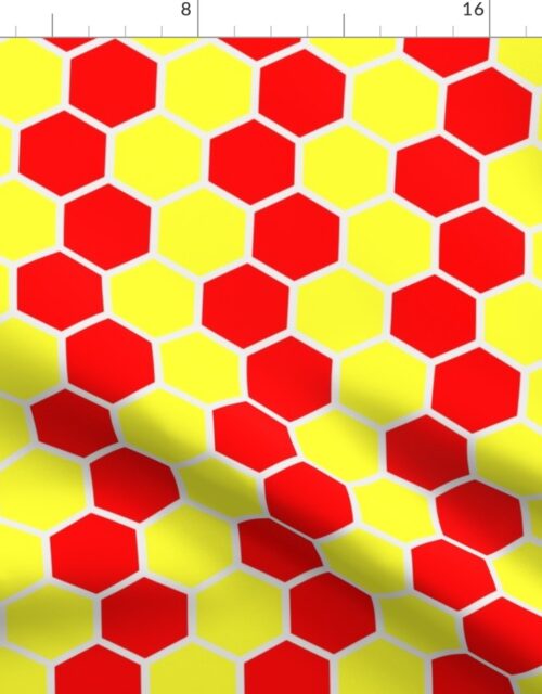 Honeycomb Hexagons in Neon Yellow and Red Fabric