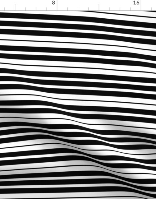 Horizontal Mini Piano Stripe Black and White Fabric