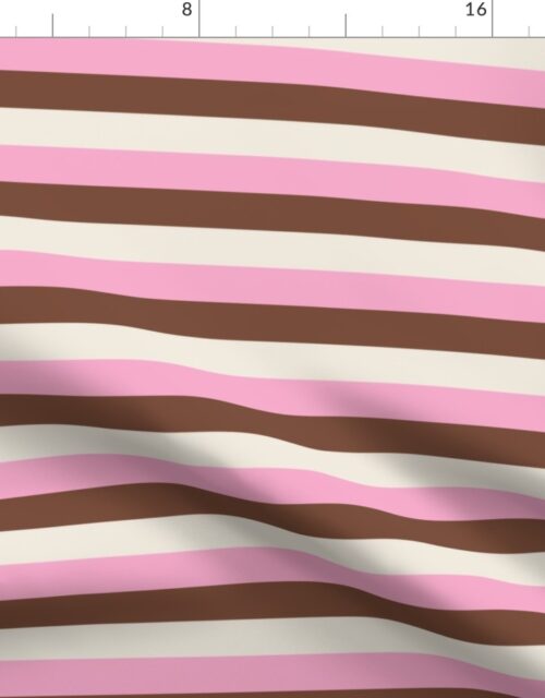 Horizontal Vanilla Chocolate Strawberry Ice Cream Stripes 1 inch Fabric