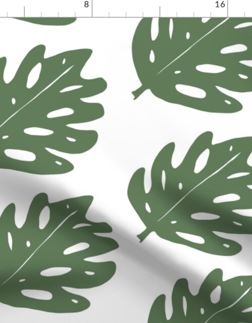 Huge Grey-Green Tropical Monstera Leaf Fabric