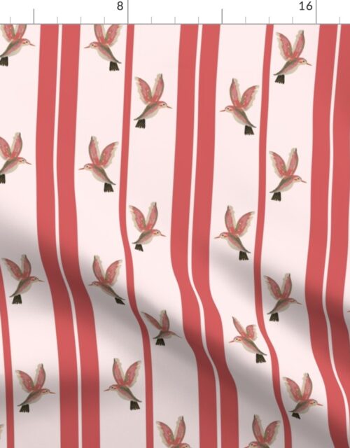 Hummingbirds on Rose Blossom Stripe Fabric