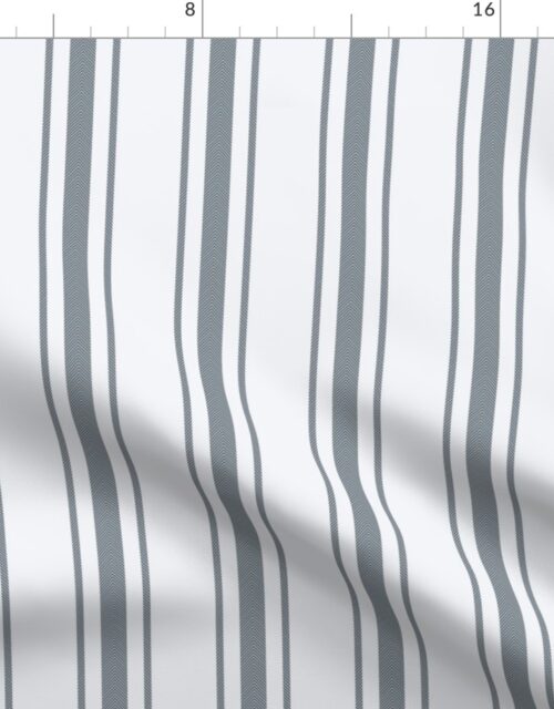Ice Blue French Provincial Ticking Stripe on Off-White Fabric