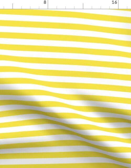 Illuminating Yellow and White Horizontal Cabana Tent Stripes Fabric