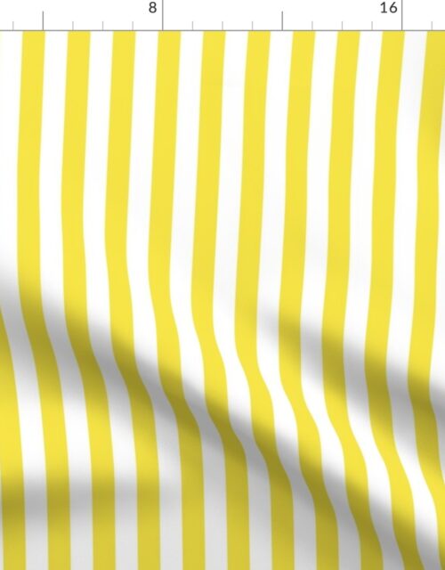Illuminating Yellow and White Vertical Cabana Tent Stripes Fabric
