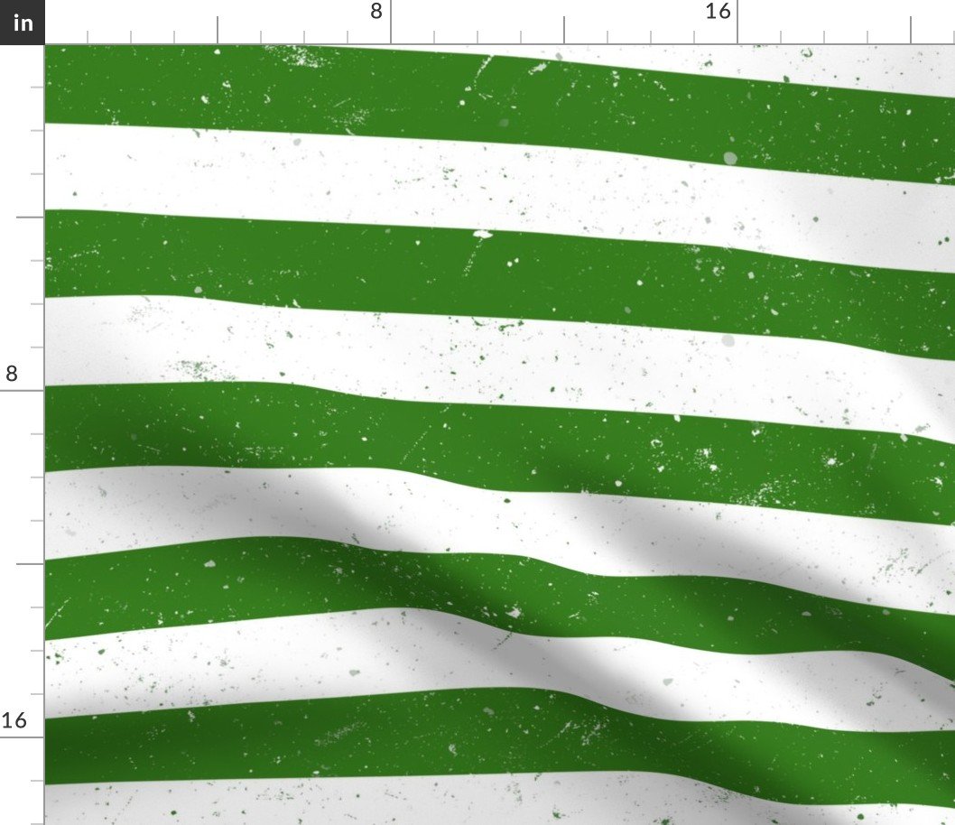 Irish Shamrock Green and White Splattered Paint Horizontal Cabana Tent Stripe Fabric