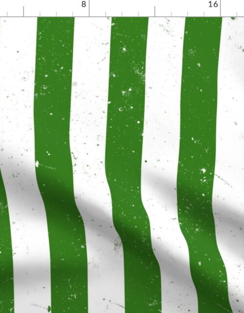 Irish Shamrock Green and White Splattered Paint Vertical Cabana Tent Stripe Fabric