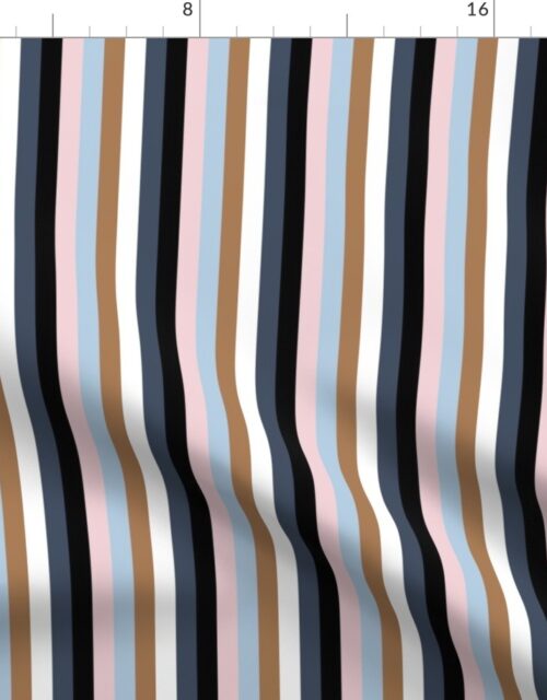 Jacobean Half Inch Cabana Stripes in Alternating Earth and Sky Colors Fabric