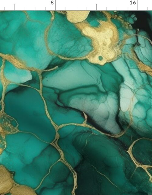 Jade and Gold Alcohol Ink 2 Fabric