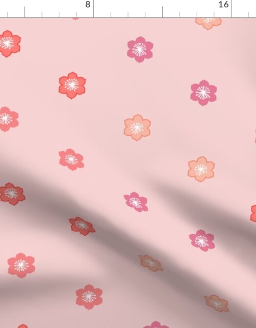 Japanese Cherry Blossoms on Shell Pink Fabric