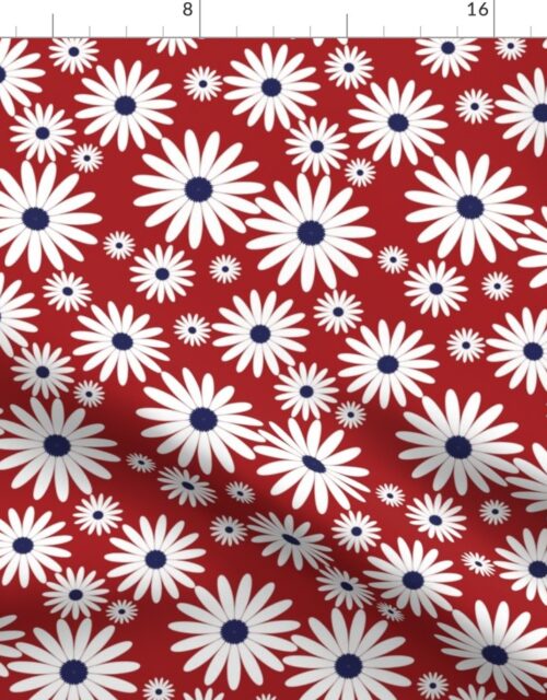 Jumbo Daisies USA Red Fabric