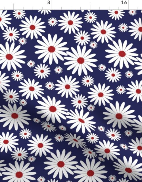 Jumbo Daisies USA in Red, White and Blue Fabric