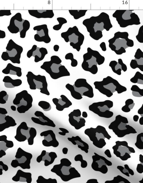 Jumbo Leopard Spots Animal Repeat Pattern Print in Grey and Black Fabric