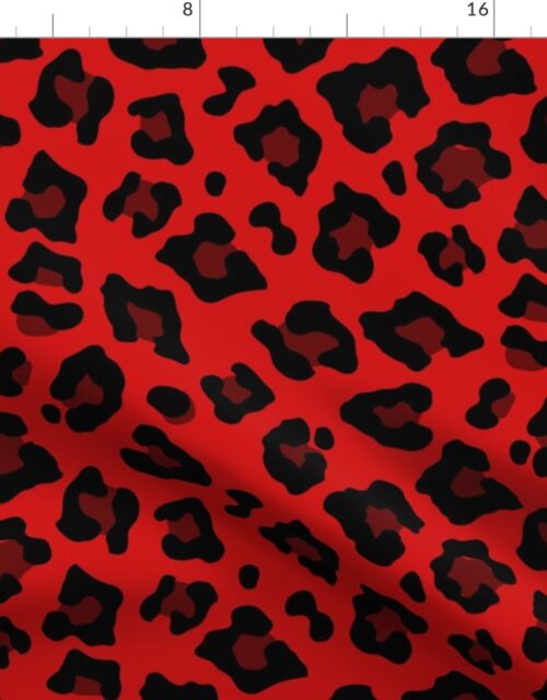 Jumbo Leopard Spots Animal Repeat Pattern Print in Red and Black Fabric