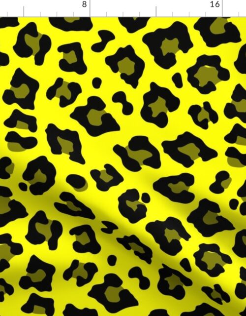 Jumbo Leopard Spots Animal Repeat Pattern Print in Yellow and Black Fabric