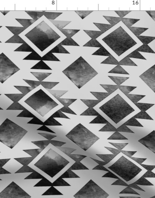 Jumbo Ombre Faded Vintage Tribal Boho Aztec Ethnic Blanket in Greyscale Fabric
