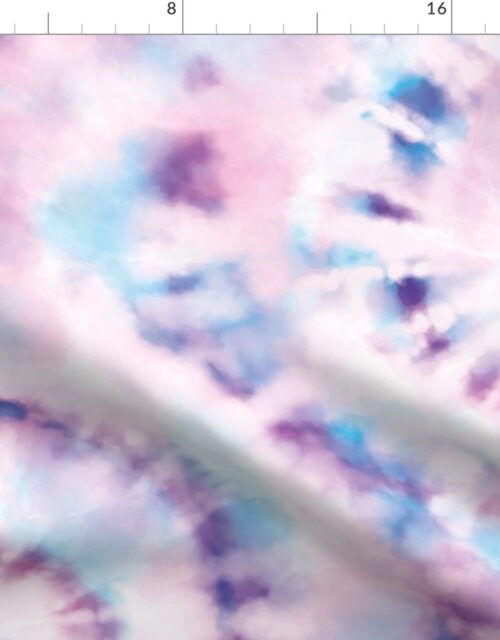 Jumbo Tie Dye Lilac and Aqua Circling Swirls on White Fabric