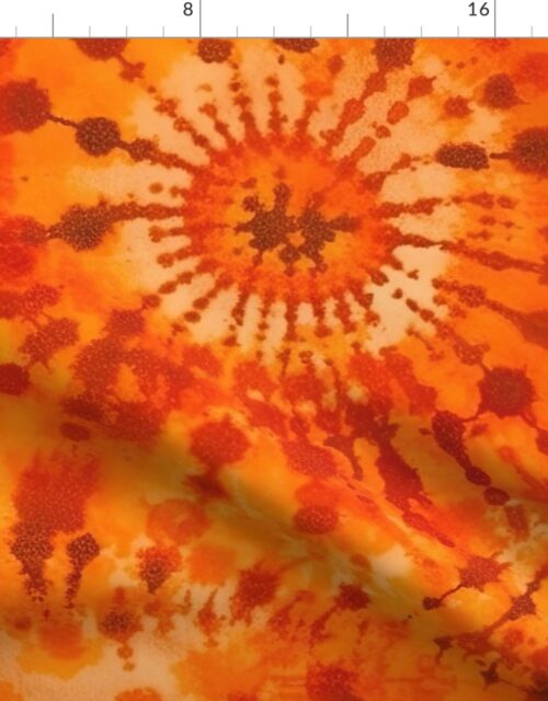 Jumbo Tie Dye Reddish Orange Circling Swirls Fabric