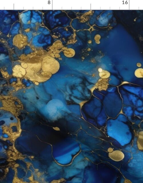 Lapis Lazuli and Gold Alcohol Ink 3 Fabric