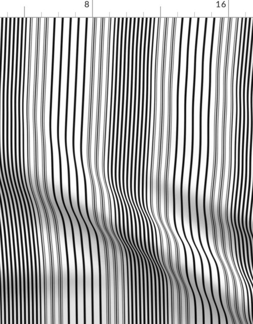 Large Banded Black and White French Chateau Art Deco Ticking Stripe Fabric