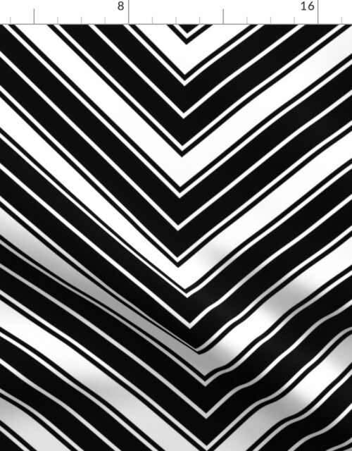 Large Black and White French Chevron Stripe Pattern Fabric