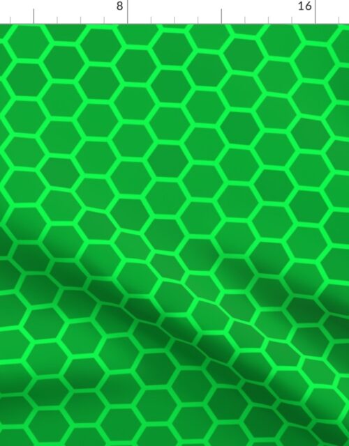 Large Bright Neon Green Honeycomb Hive Geometric Hexagonal Design Fabric