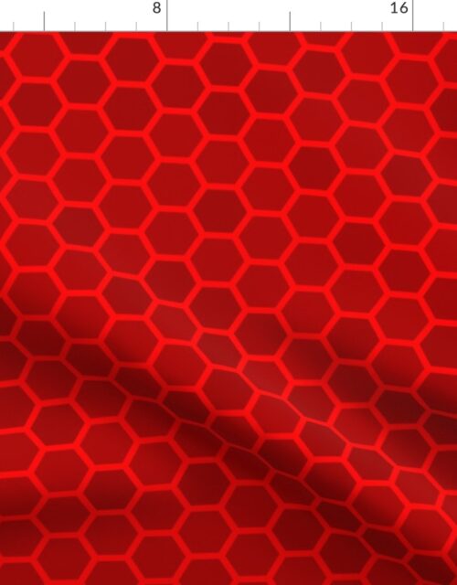 Large Bright Neon Red Honeycomb Bee Hive Geometric Hexagon Fabric