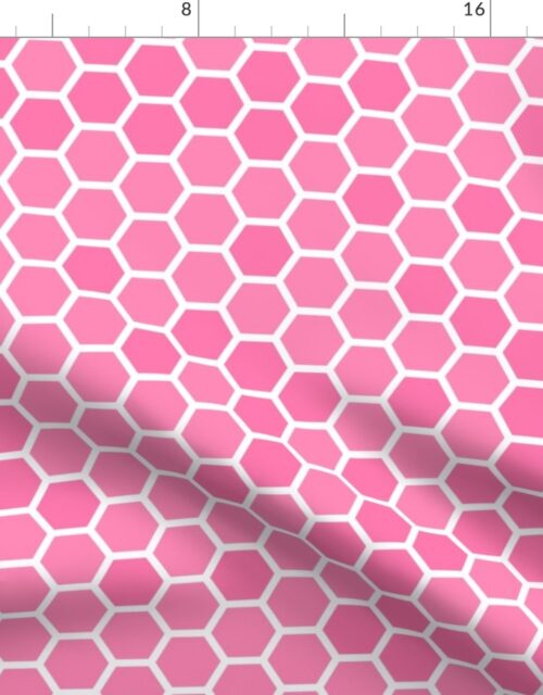 Large Bright Pink Honeycomb Bee Hive Geometric Hexagonal Design Fabric