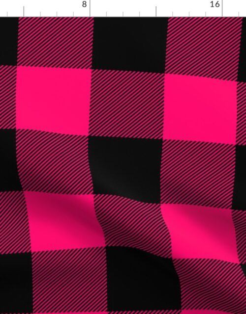 Large Bright Pink Rustic Cowboy Cabin Buffalo Check Plaid 4 inch Fabric