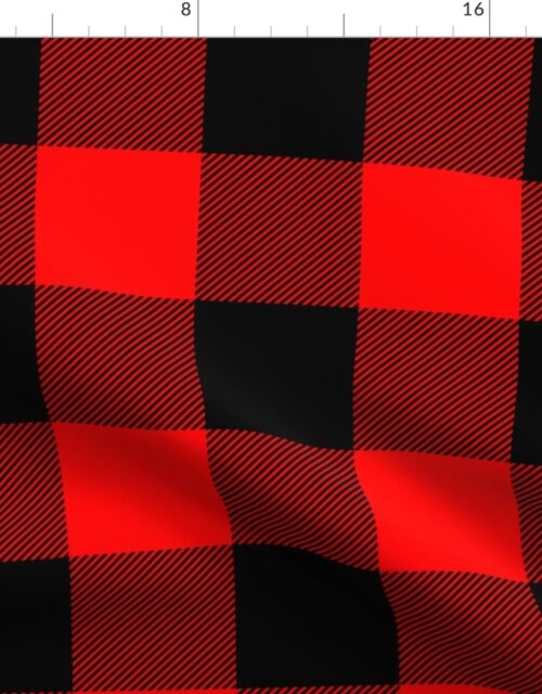 Large Bright Red Rustic Cowboy Cabin Buffalo Check Plaid 4 inch Fabric
