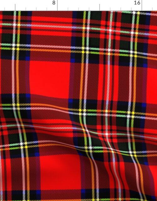 Large Bright Red and Green Stewart Christmas Tartan Fabric