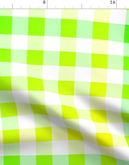 Large Bright Yellow and Green Ombré  Shade Gingham Check Plaid Fabric
