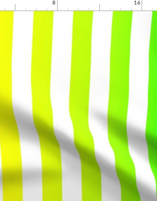 Large Bright Yellow and Green Ombré  Shade Vertical Cabana Stripes Fabric